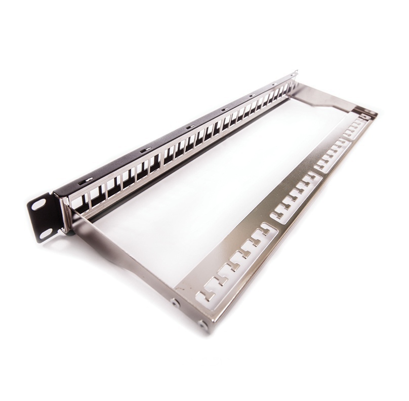 Keline&nbsp;patch panel, 24xRJ45 csatlakoz&oacute; sz&aacute;m&aacute;ra, fekete, &uuml;res