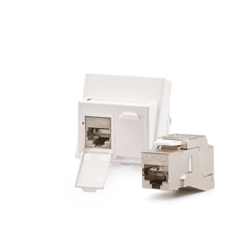 Keline Modulo45 padl&oacute;dobozba / csatorn&aacute;ba telep&iacute;thető aljzat, Kateg&oacute;ria 6A, 2xRJ45/s csatlakoz&oacute;val