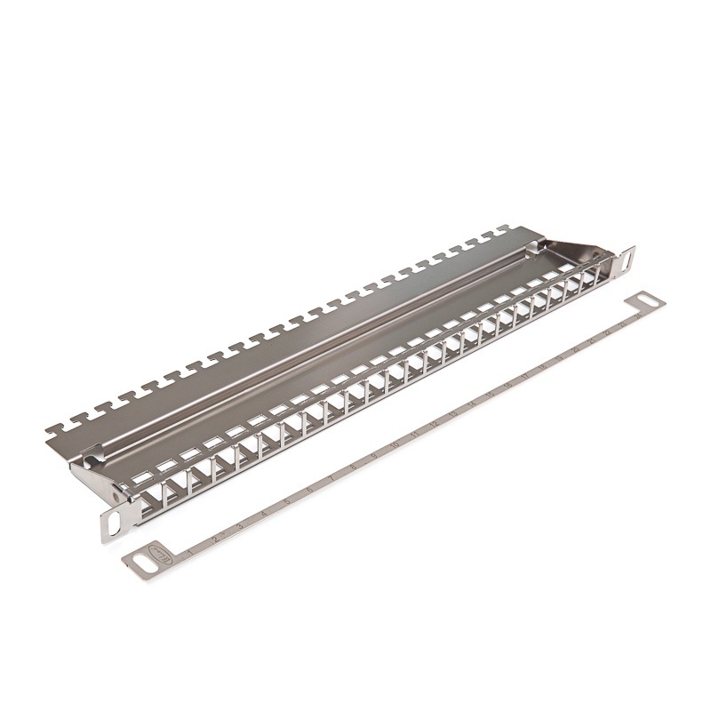 Keline patch panel HD, 24xRJ45 csatlakoz&oacute; sz&aacute;m&aacute;ra, ez&uuml;st, &uuml;res, 0,5U
