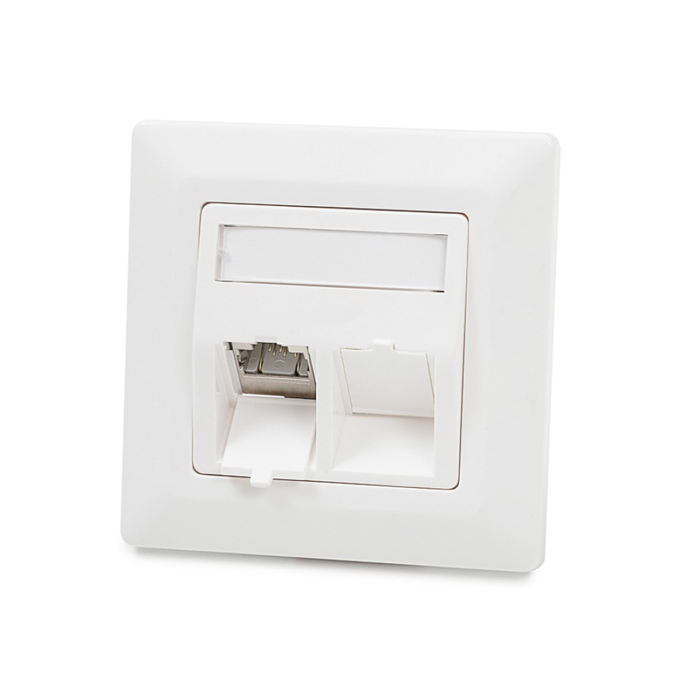 Keline antibakteriális Modulo50 aljzat, 6A kategória, 2xRJ45/s, süllyesztetten szerelhető, KEJ-CEA-S-10G keystone jack-kekkel