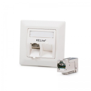 Keline antibakteriális Modulo50 aljzat, Kategória 6A, 2xRJ45/s, süllyesztetten szerelhető, KEJ-C6A-S-HD keystone jack-kekkel