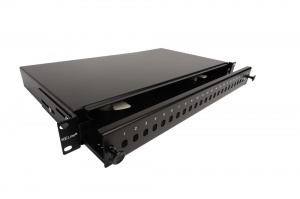 Keline kihúzható patch panel 24 x ST-ST vagy FC-FC toldóhoz, levehető előlap