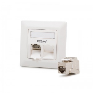 Keline antibakteriális Modulo50 aljzat, Kategória 6A, 2xRJ45/s, süllyesztetten szerelhető, KEJ-C6A-S-10G keystone jack-kekkel